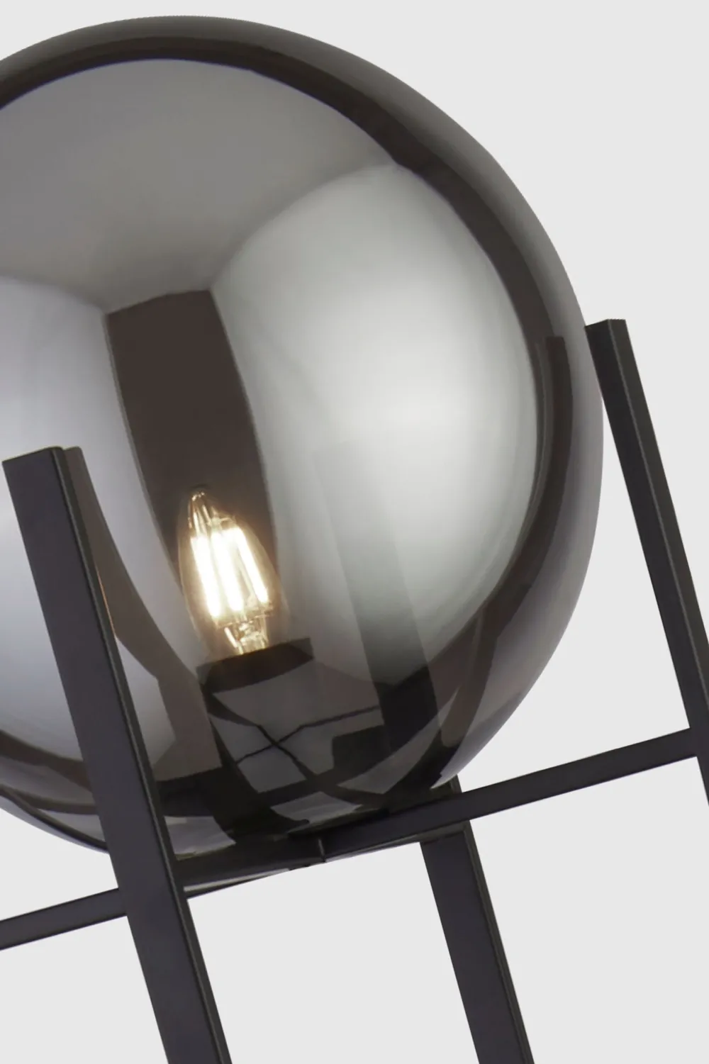 Searchlight Stehleuchte Schwarz Rauchgrau E27 159 cm Glas Metall* Wohnzimmerlampen|Glaslampen