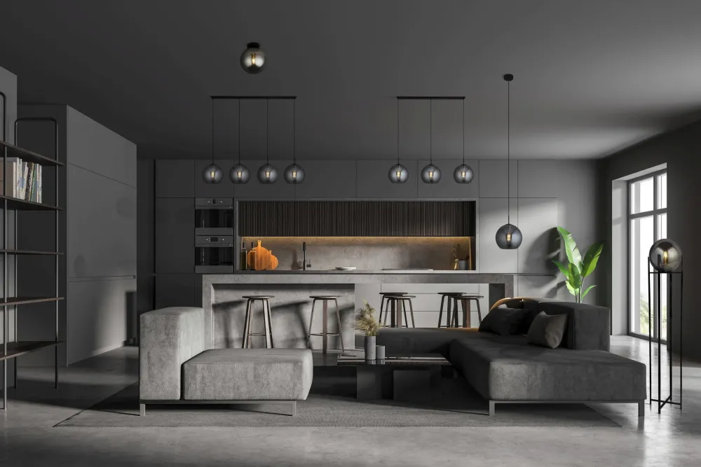 Searchlight Stehleuchte Schwarz Rauchgrau E27 159 cm Glas Metall* Wohnzimmerlampen|Glaslampen