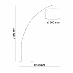 Hot TK Lighting Stehleuchte Schwarz Weiß 245 cm hoch gebogen Stoffschirm