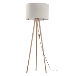 TK Lighting Stehleuchte Skandinavisch Holz Stoff Dreibein 146 cm* Lampen Aus Aller Welt|Stofflampen