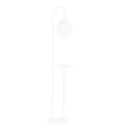 Hot Emibig Stehleuchte Weiß 150 cm klein Glas Kugelschirm Ablage