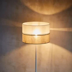 TK Lighting Stehleuchte Weiß Braun 159 cm Jute Stoff Metall Boho* Wohnzimmerlampen|Stofflampen