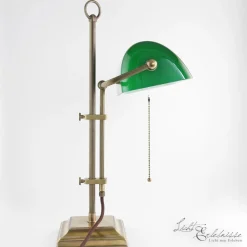 Berliner Messingleuchten Stilvolle Bankerleuchte Messing Glas mit Zugschalter* Schreibtischlampen|Metall Lampen