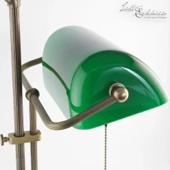 Berliner Messingleuchten Stilvolle Bankerleuchte Messing Glas mit Zugschalter* Schreibtischlampen|Metall Lampen