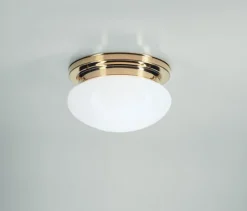 Berliner Messingleuchten Stilvolle Deckenlampe E27 Messing poliert Glas Ø20 cm* Bürolampen|Wohnzimmerlampen