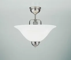 Berliner Messingleuchten Stilvolle Deckenlampe Messing Glas E27 Ø35 cm in Nickel* Bürolampen|Wohnzimmerlampen
