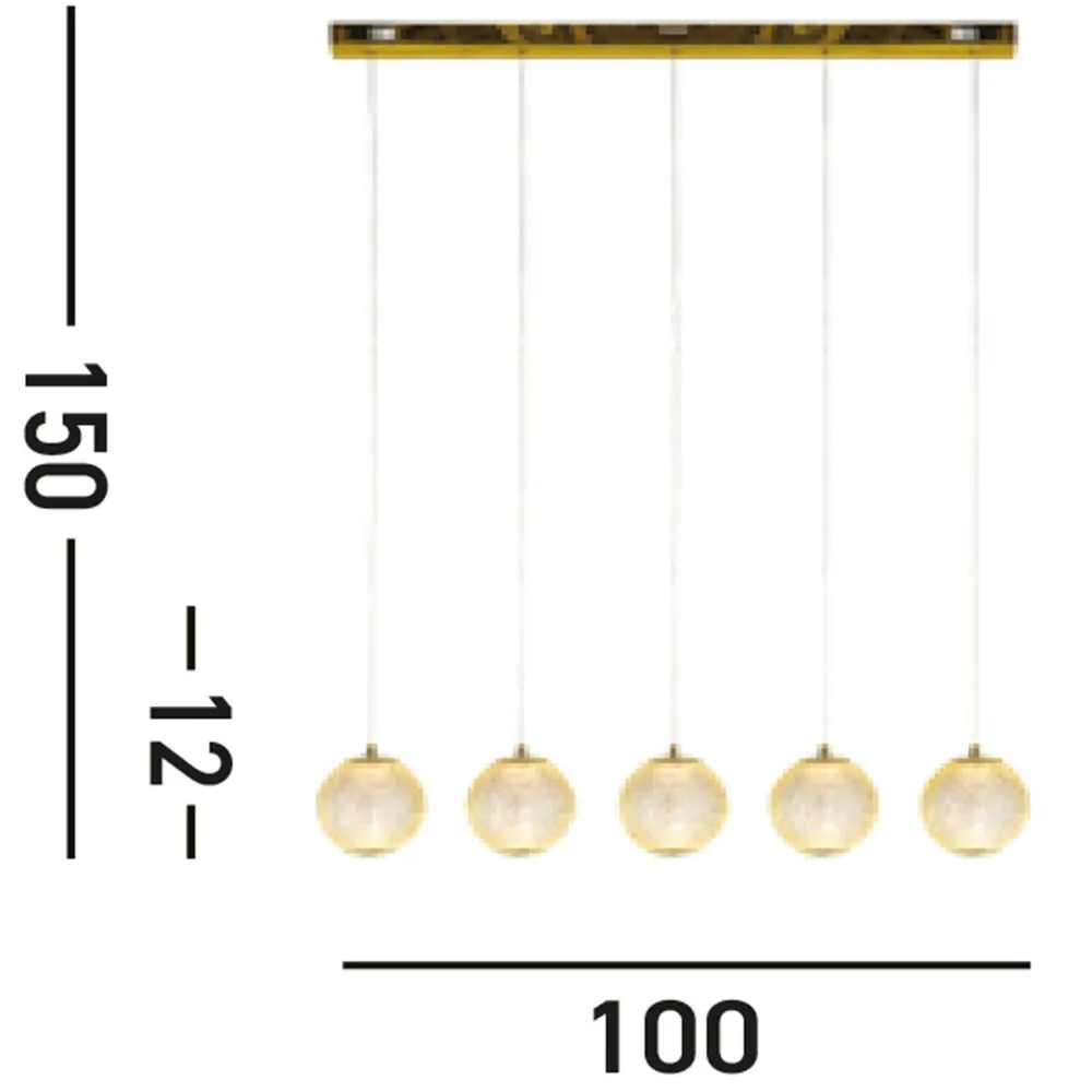 Searchlight Stilvolle Hängelampe Metall G9 100 cm lang in Messing* Bürolampen|Wohnzimmerlampen