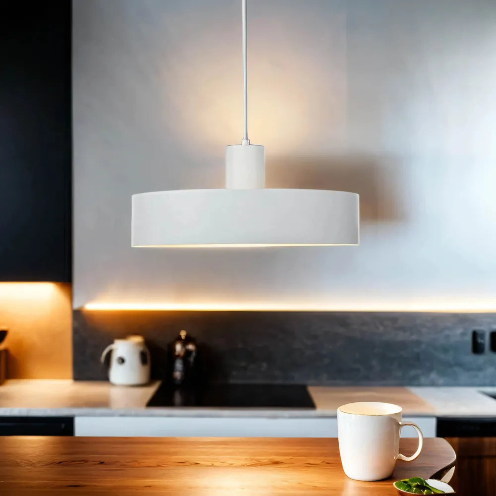 Sale Sigma Stilvolle Pendellampe Rif Weiß breite Schirmform