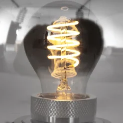 Best Steinhauer Stilvolle Tischlampe Metall Glas in Rauchgrau E27 22 cm