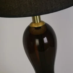 Searchlight Stilvolle Tischleuchte Stoffschirm Glas E27 67 cm hoch* Wohnzimmerlampen|Glaslampen