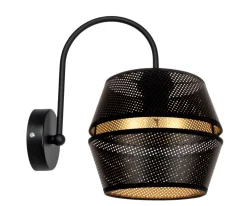 Sale Belis Stilvolle Wandleuchte Metall Schwarz Gold H:25 cm E27