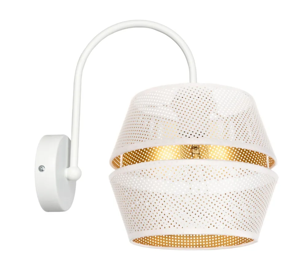 New Belis Stilvolle Wandleuchte Metall Weiß Gold H:25 cm E27