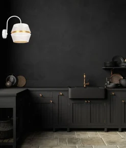 New Belis Stilvolle Wandleuchte Metall Weiß Gold H:25 cm E27