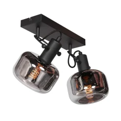 Steinhauer Stilvoller Deckenstrahler Schwarz Rauchgrau E27 L:40 cm* Spots|Badezimmer Lampe