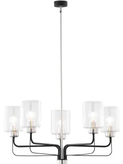 Jupiter Stilvoller Kronleuchter Glas Metall E27 5-flammig* Moderne Lampen|Glaslampen