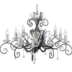 Best Elstead Stilvoller Kronleuchter in Silber Schwarz mit Kristall