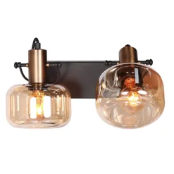 Steinhauer Stilvoller Wandstrahler Schwarz Bernstein E27 B:40 cm