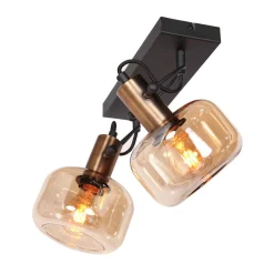 Steinhauer Stilvoller Wandstrahler Schwarz Bernstein E27 B:40 cm