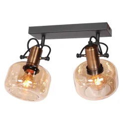 Steinhauer Stilvoller Wandstrahler Schwarz Bernstein E27 B:40 cm