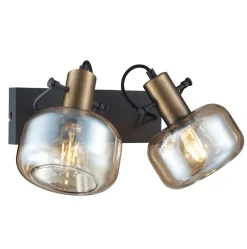 Steinhauer Stilvoller Wandstrahler Schwarz Bernstein E27 B:40 cm