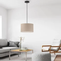 Just Light Stoff Hängelampe blendarm Beige E27 Ø45 cm gemütlich* Hängelampen|Bürolampen