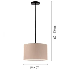 Just Light Stoff Hängelampe blendarm Beige E27 Ø45 cm gemütlich* Hängelampen|Bürolampen
