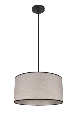Belis Stoff Hängelampe blendarm Schwarz Beige E27 Ø40 cm rund* Hängelampen|Bürolampen