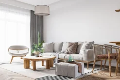 Belis Stoff Hängelampe blendarm Schwarz Beige E27 Ø40 cm rund* Hängelampen|Bürolampen