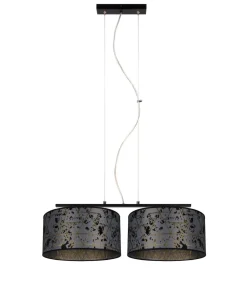 Belis Stoff Hängelampe blendarm Graphit Muster E27 70 cm lang* Bürolampen|Wohnzimmerlampen