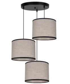 Online Belis Stoff Hängelampe blendarm Schwarz Beige E27 Ø45 cm rund