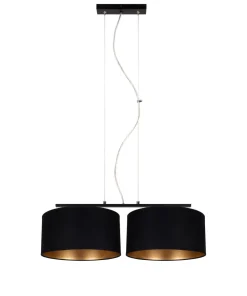 Belis Stoff Hängelampe blendarm Schwarz Gold E27 70 cm lang* Bürolampen|Wohnzimmerlampen