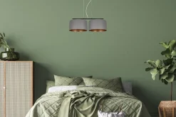 Online Belis Stoff Hängelampe blendarm Graphit Gold E27 70 cm lang