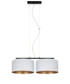 Clearance Belis Stoff Hängelampe Schwarz Weiß Gold E27 70 cm lang