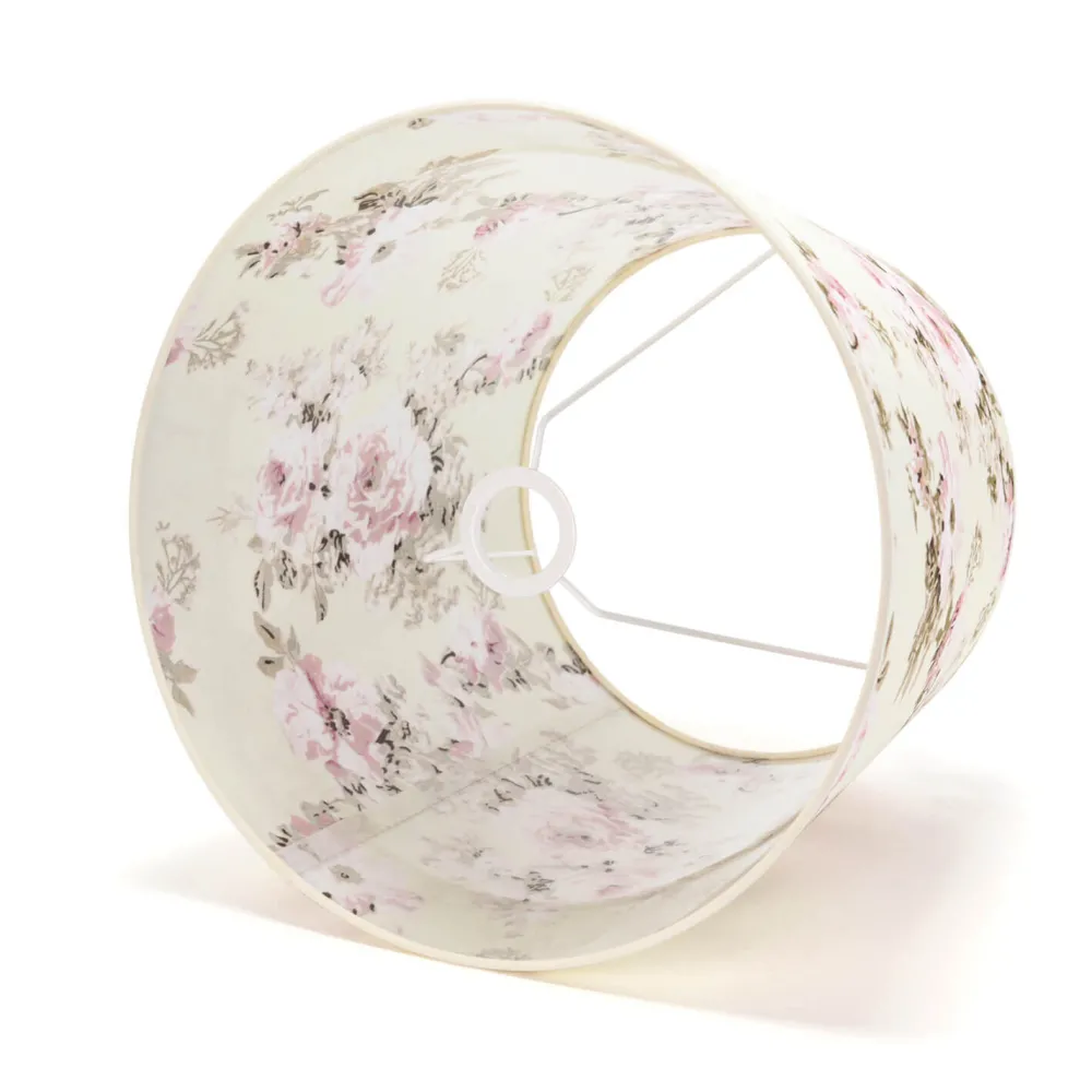 Clearance Duolla Stoff Lampenschirm Stehlampe Weiß Rosa Blumen E27