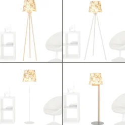 Clearance Duolla Stoff Lampenschirm Stehlampe Weiß Rosa Blumen E27