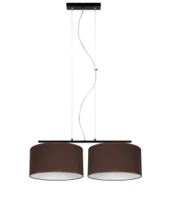 New Belis Stoff Pendelleuchte blendarm Braun Weiß E27 70 cm lang