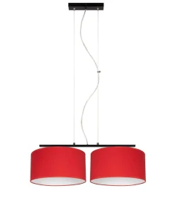 Best Belis Stoff Pendelleuchte blendarm Rot Weiß E27 70 cm lang