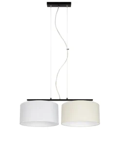 Belis Stoff Pendelleuchte blendarm Weiß Ecru E27 70 cm lang