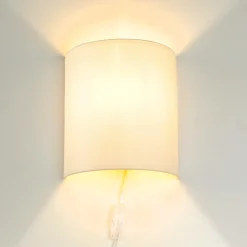 Nowodvorski Stoff Wandleuchte mit Kabel Schalter Creme ALICE