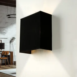Clearance Duolla Stoff Wandleuchte Schwarz eckig E27 Loft Design ALICE