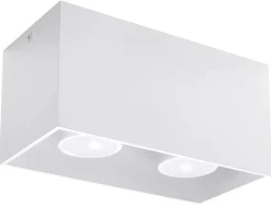 Sale Sollux Stylische Deckenleuchte GEO Weiß Aluminium eckig