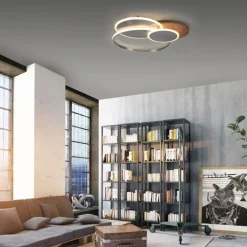 Paul Neuhaus Stylische LED Deckenlampe Holz Ringe 6000 lm dimmbar