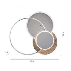 Paul Neuhaus Stylische LED Deckenlampe Holz Ringe 6000 lm dimmbar