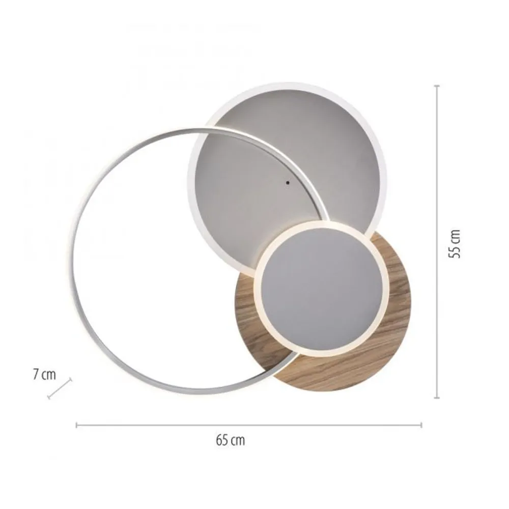 Paul Neuhaus Stylische LED Deckenlampe Holz Ringe 6000 lm dimmbar