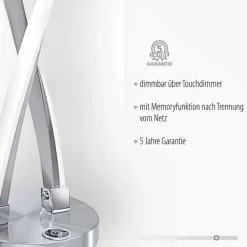 Best Paul Neuhaus Stylische LED Tischlampe in Stahl 13 W dimmbar Touch