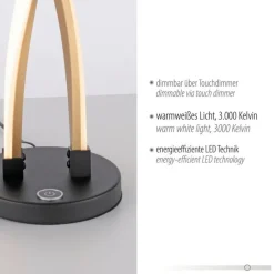 Paul Neuhaus Stylische LED Tischlampe Schwarz Gold dimmbar mit Touch* Wohnzimmerlampen|Schlafzimmer Lampen