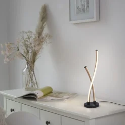 Paul Neuhaus Stylische LED Tischlampe Schwarz Gold dimmbar mit Touch* Wohnzimmerlampen|Schlafzimmer Lampen