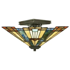 Best Elstead Tiffany Deckenlampe ETERNO 5 Buntglas Wohnzimmer