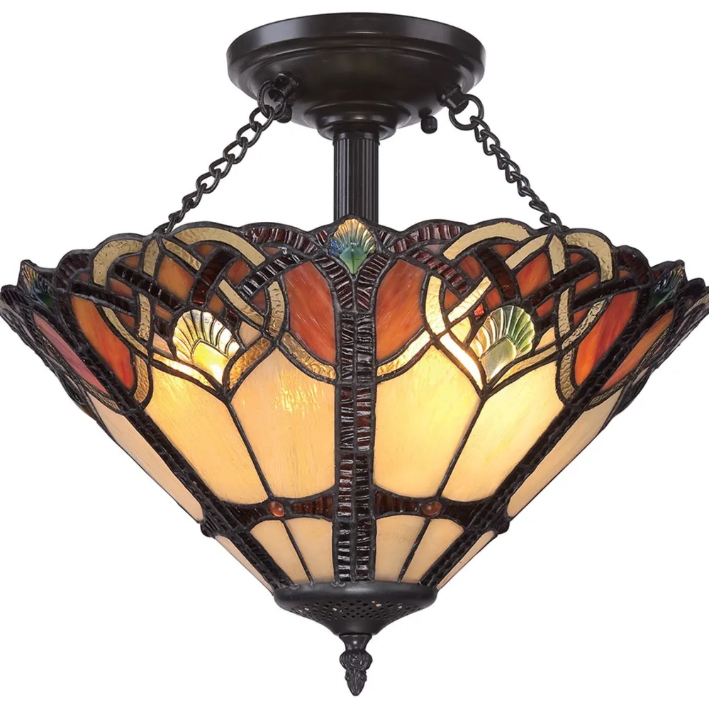 Elstead Tiffany Lampe Flur Wohnzimmer Buntglas Premium* Deckenleuchten|Designerlampen