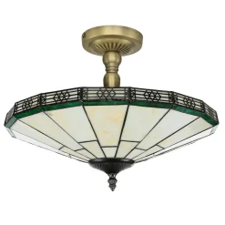 Searchlight Tiffanylampe Decke Grün Weiß elegant* Glaslampen|Tiffany Lampen